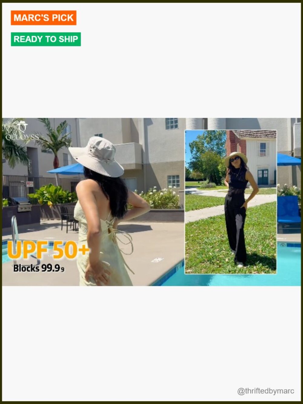Wide Brim Bucket Hat with Ponytail Hole, UPF 50+ Foldable Sun Hat for Hiking - Picture 7 of 7
